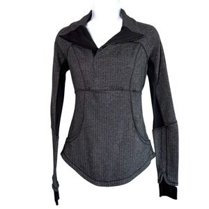 Lululemon Womens Base Runner 1/4 Zip Top Herringbone Sz 4 Running Outdoors Train